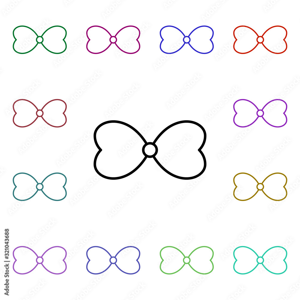 Poster bow tie with hearts multi color style icon. simple thin line, outline vector of heartbeat icons for 