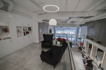 interior of a modern stylish room in the loft style for a beauty salon
