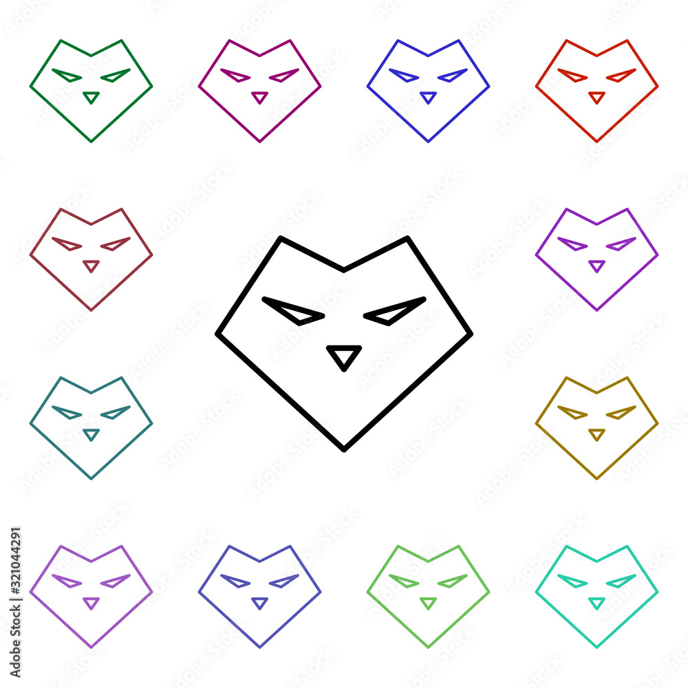 Aufkleber heart shaped wolf face multi color style icon. simple thin line, outline vector of heartbeat icons f