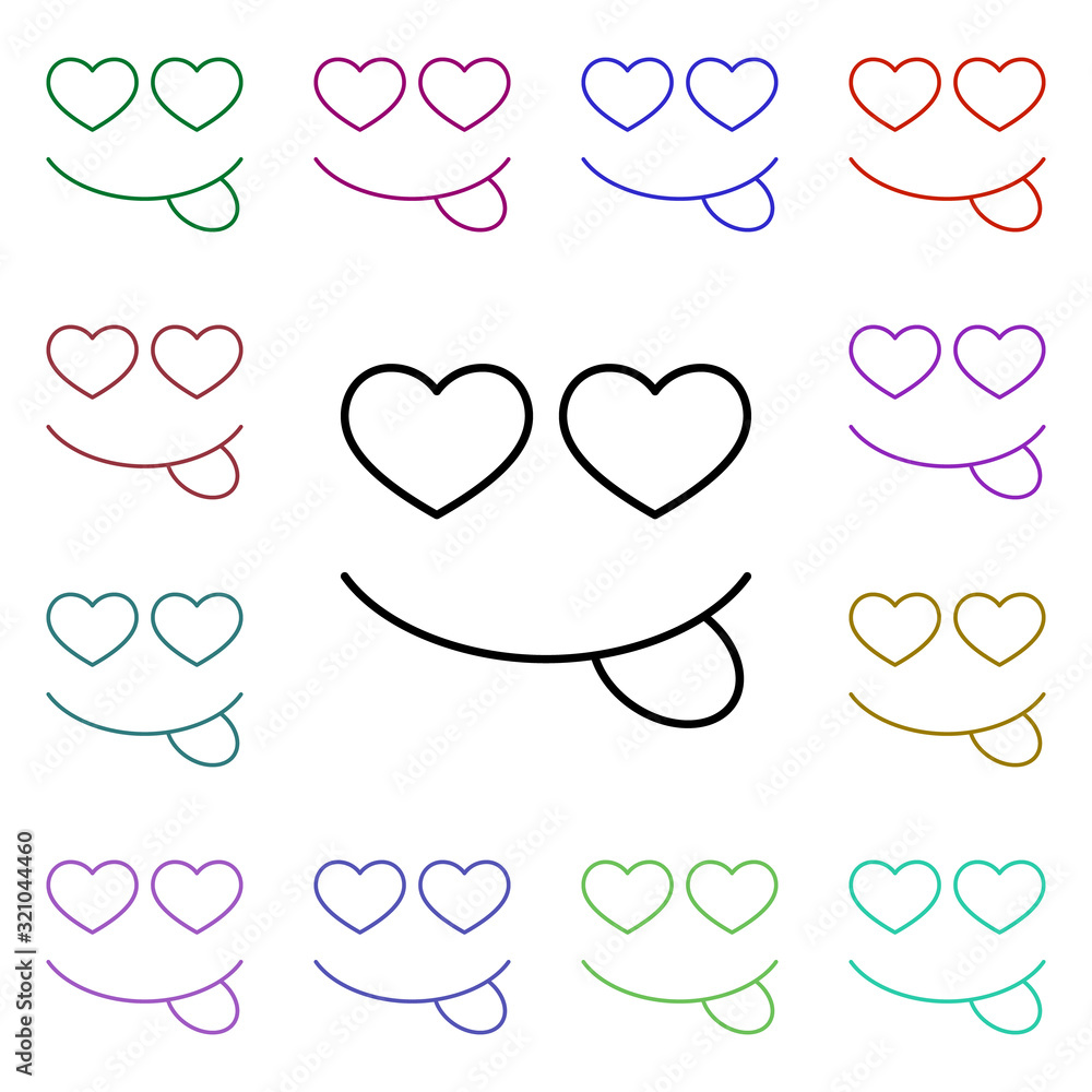 Aufkleber in love face heart multi color style icon. simple thin line, outline vector of heartbeat icons for u