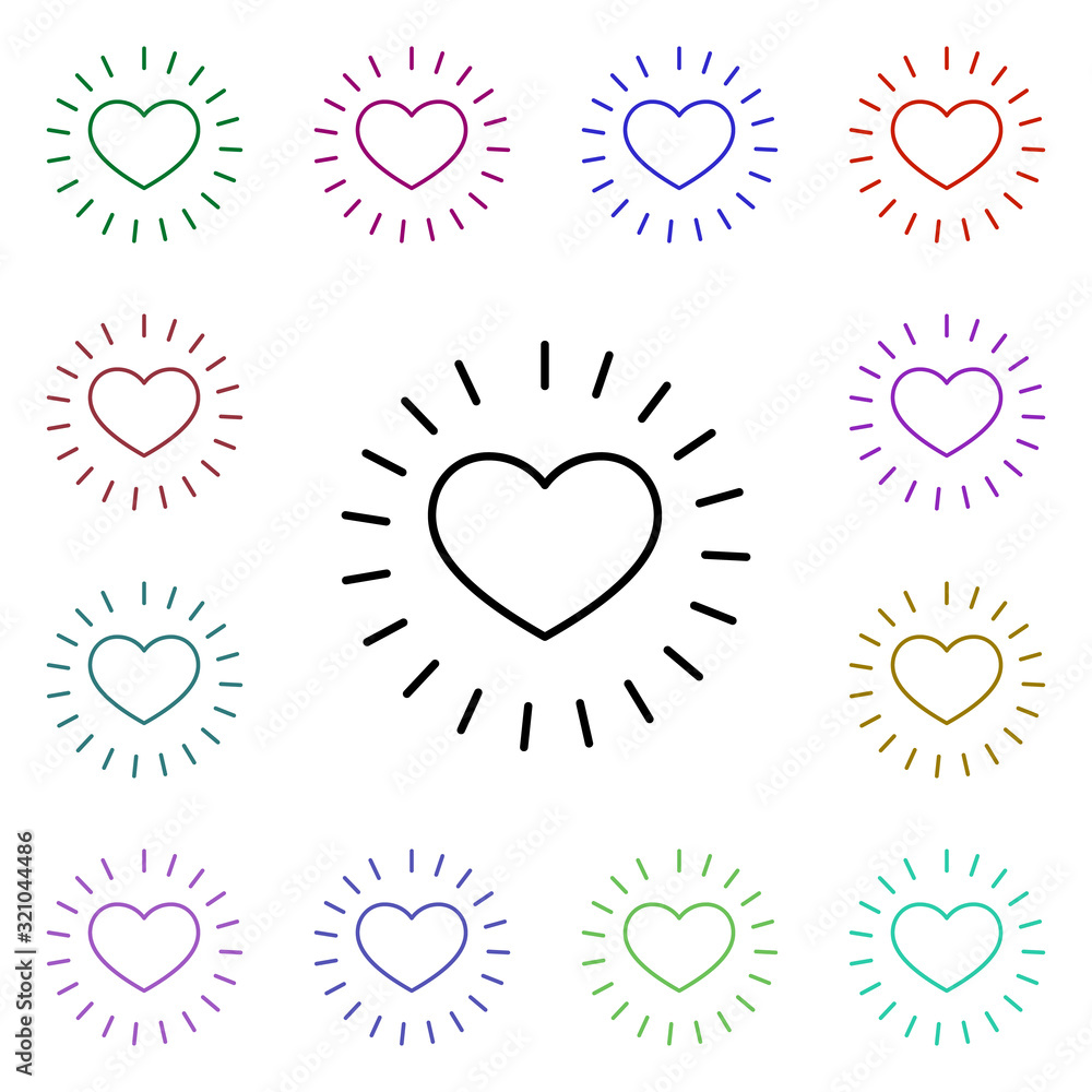 Poster light heart shape multi color style icon. simple thin line, outline vector of heartbeat icons for ui