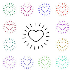 Light heart shape multi color style icon. Simple thin line, outline vector of heartbeat icons for ui and ux, website or mobile application