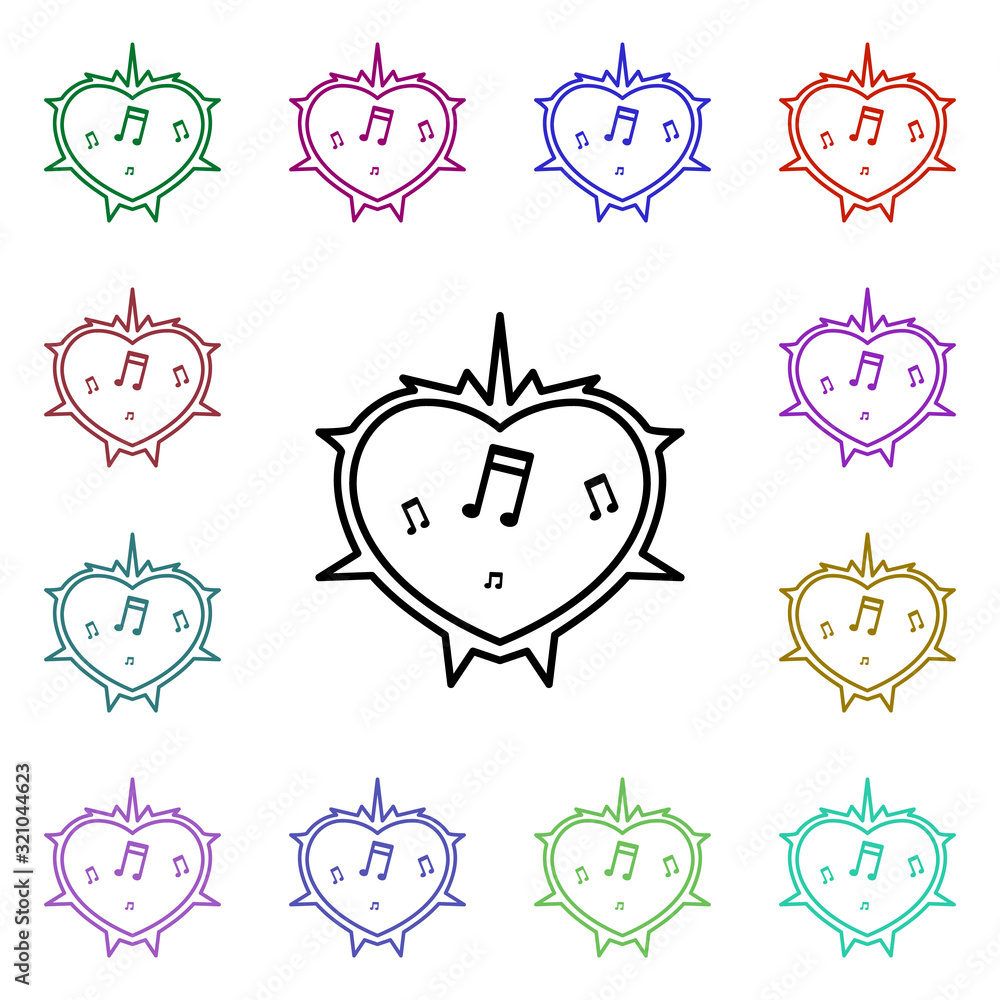 Poster party lover heart multi color style icon. simple thin line, outline vector of heartbeat icons for ui