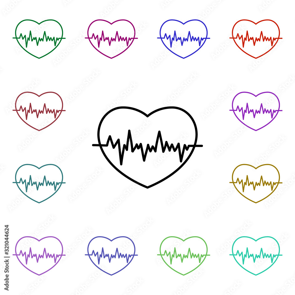 Poster heart beat multi color style icon. simple thin line, outline vector of heartbeat icons for ui and ux