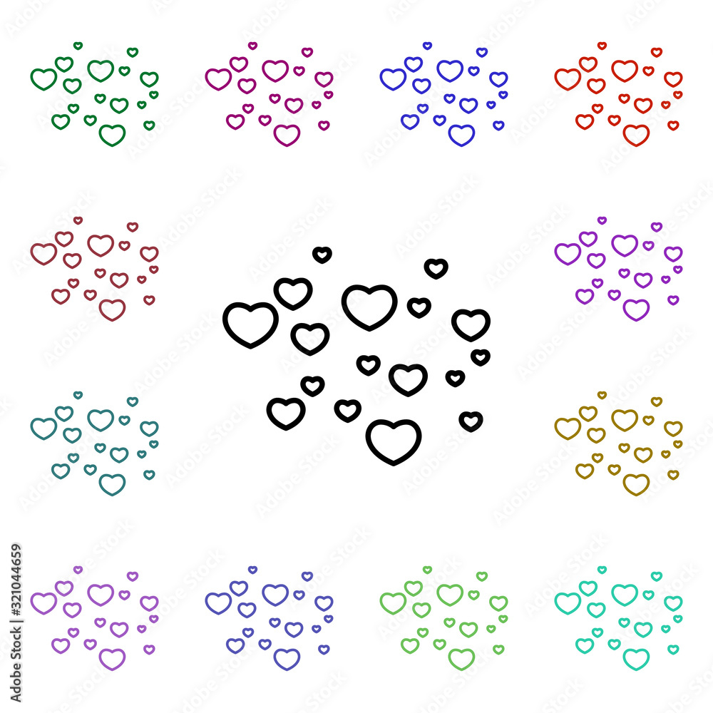 Poster hearts multi color style icon. simple thin line, outline vector of heartbeat icons for ui and ux, we