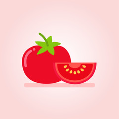 Tomato full and slice icon vector illustration