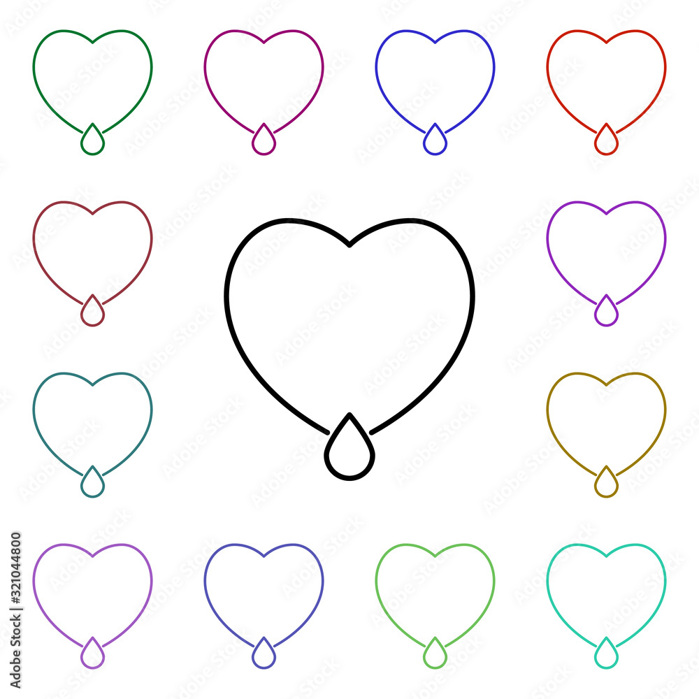 Poster bleeding heart multi color style icon. simple thin line, outline vector of heartbeat icons for ui an