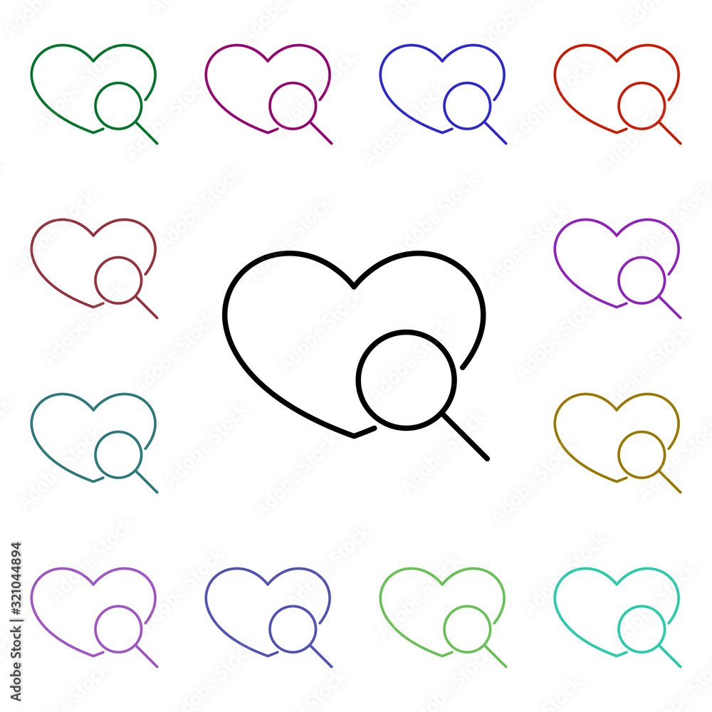 Poster finding love concept heart multi color style icon. simple thin line, outline vector of heartbeat ico