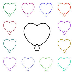 Bleeding heart multi color style icon. Simple thin line, outline vector of heartbeat icons for ui and ux, website or mobile application