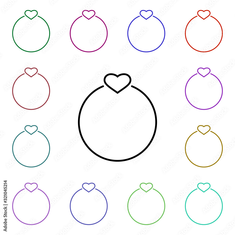 Poster ring of love with heart multi color style icon. simple thin line, outline vector of heartbeat icons 