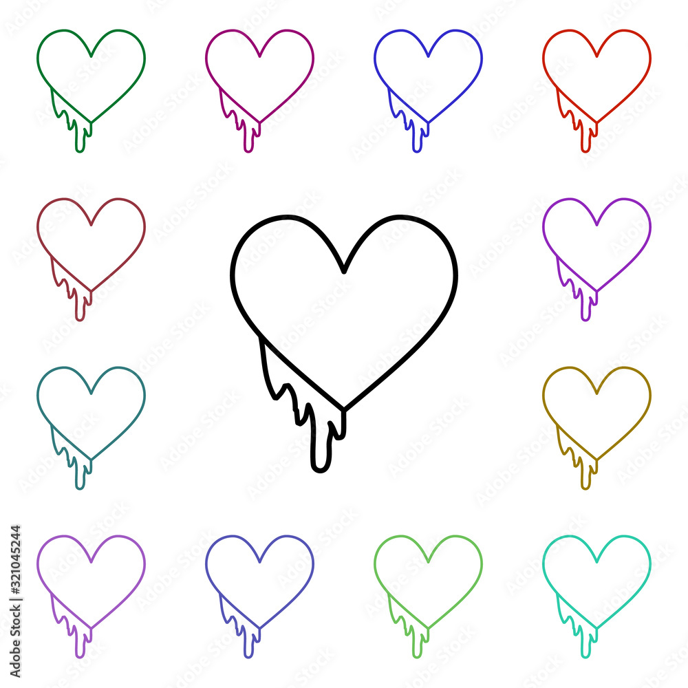 Poster melting heart multi color style icon. simple thin line, outline vector of heartbeat icons for ui and