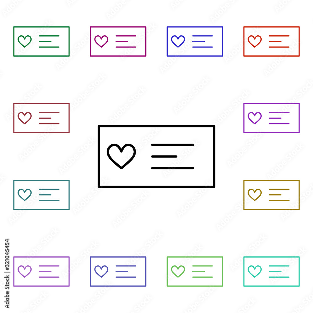 Poster lover card with heart multi color style icon. simple thin line, outline vector of heartbeat icons fo