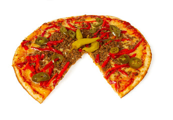 mexican pizza isolated on white background