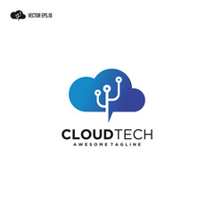 Cloud Tech Logo, cloud computing with technology logo design.