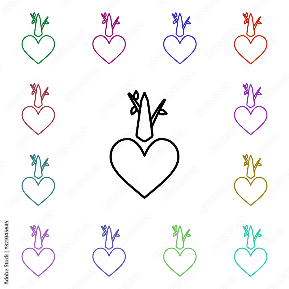 Poster green heart multi color style icon. simple thin line, outline vector of heartbeat icons for ui and u