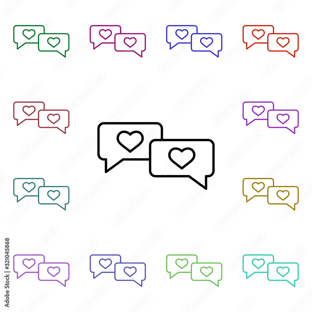 Aufkleber love to chat heart multi color style icon. simple thin line, outline vector of heartbeat icons for u