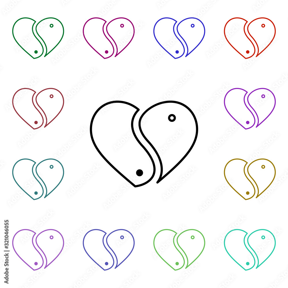 Poster harmony heart multi color style icon. simple thin line, outline vector of heartbeat icons for ui and