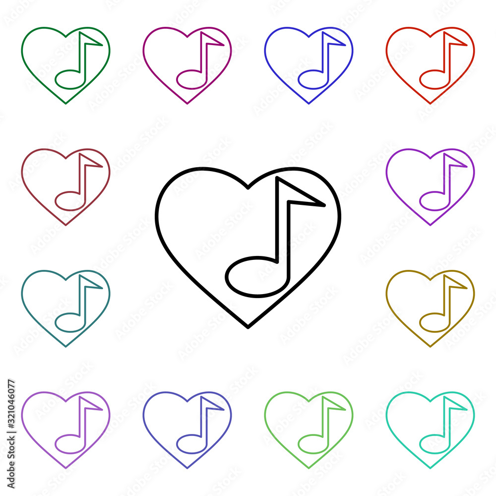 Poster music heart multi color style icon. simple thin line, outline vector of heartbeat icons for ui and u