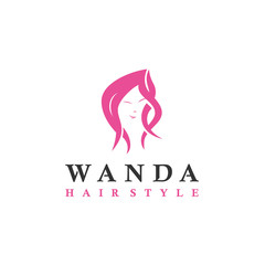 Woman with beauty Hair logo design inspiration