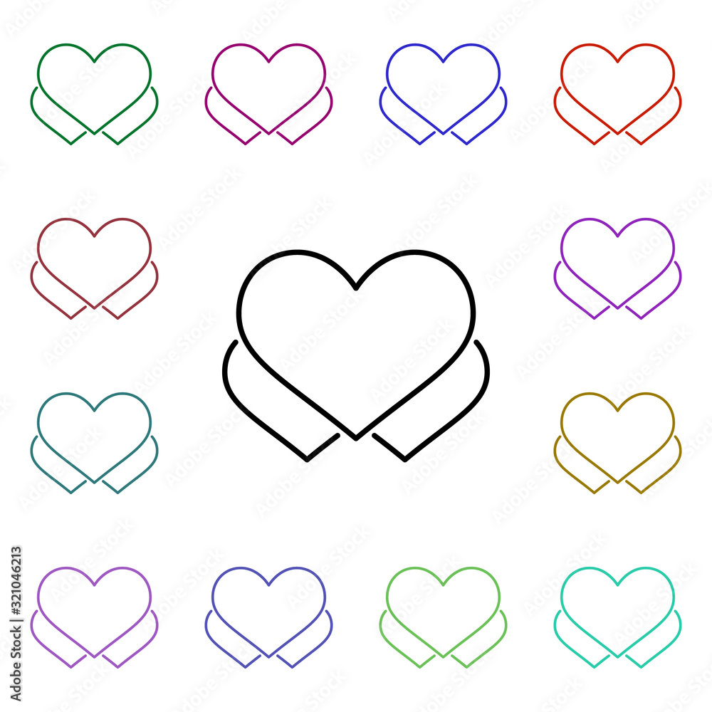 Poster hearts multi color style icon. simple thin line, outline vector of heartbeat icons for ui and ux, we