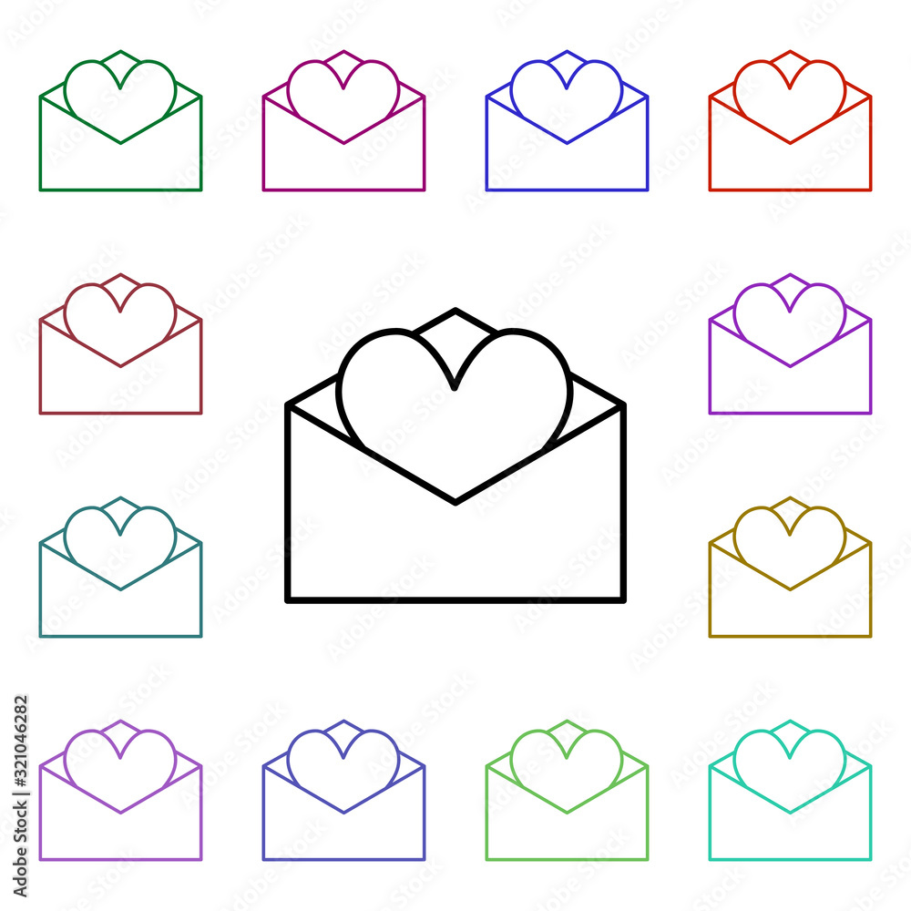Poster heart letters multi color style icon. simple thin line, outline vector of heartbeat icons for ui and