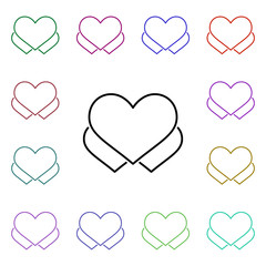 Hearts multi color style icon. Simple thin line, outline vector of heartbeat icons for ui and ux, website or mobile application