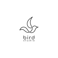 Bird logo vector line outline monoline art icon Vector