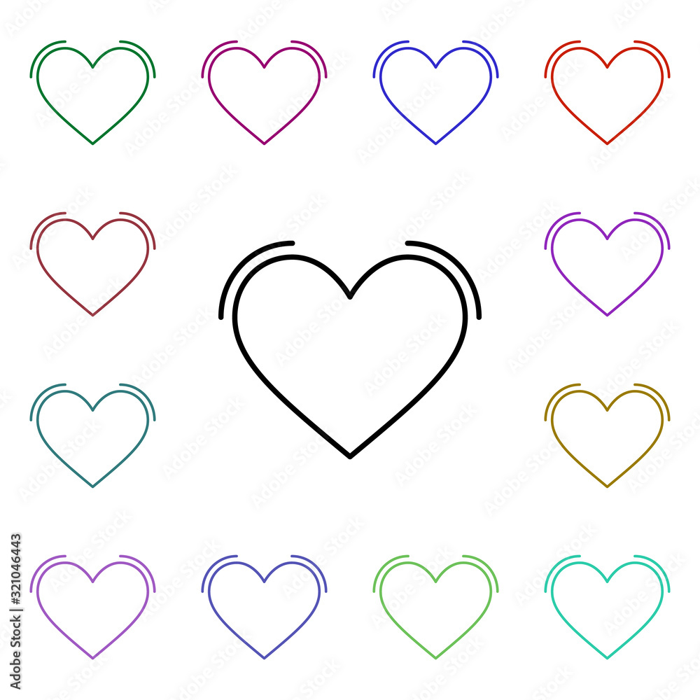 Poster heart wings with lines multi color style icon. simple thin line, outline vector of heartbeat icons f