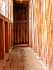 corridor of wooden boards