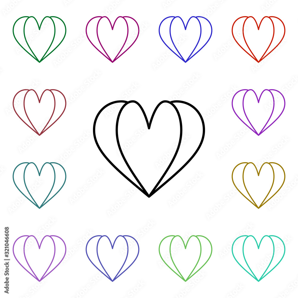 Poster heart shaped open book multi color style icon. simple thin line, outline vector of heartbeat icons f