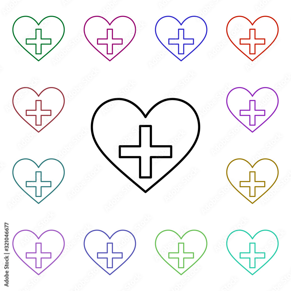Poster heart flag of swiss multi color style icon. simple thin line, outline vector of heartbeat icons for 