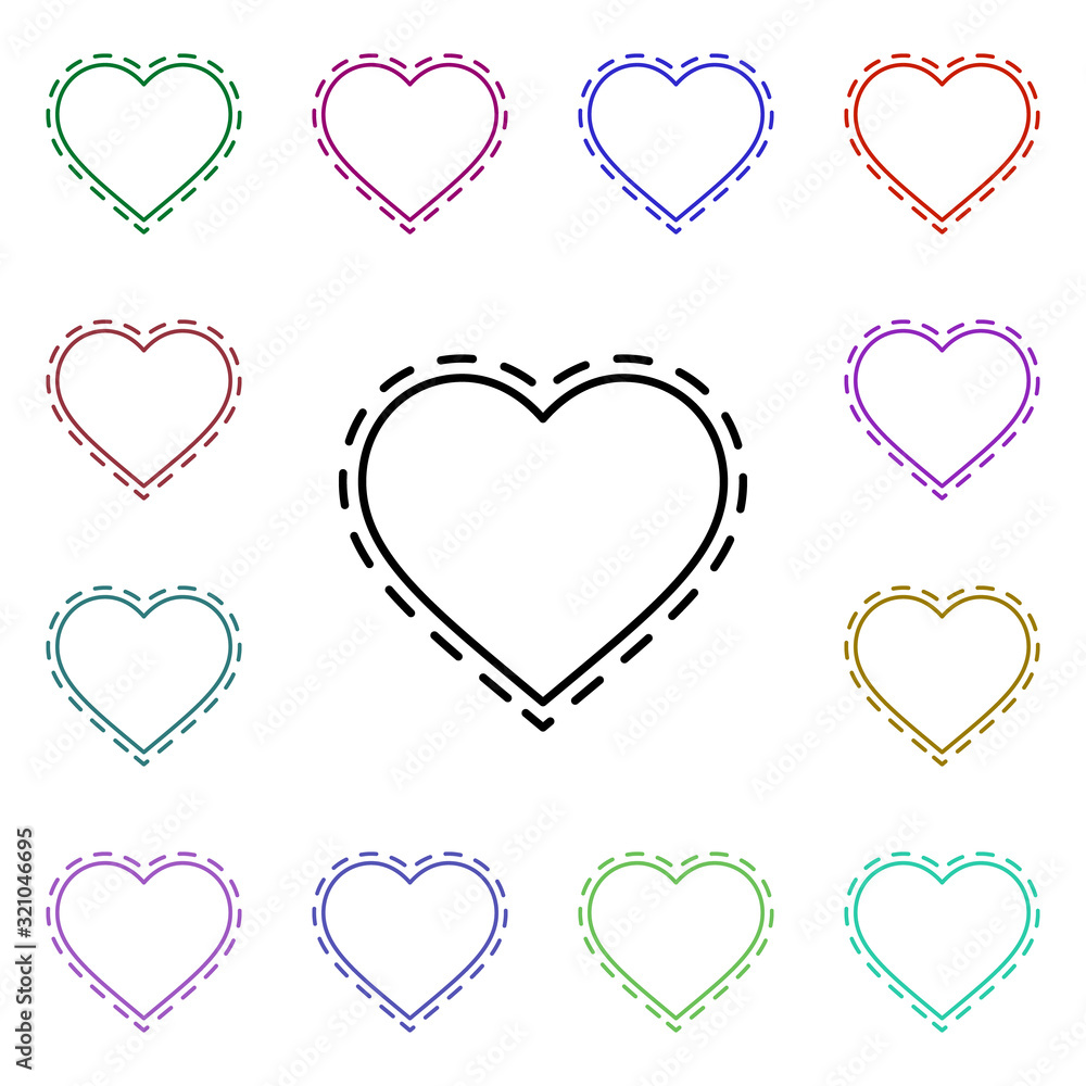 Poster heart with strokes multi color style icon. simple thin line, outline vector of heartbeat icons for u