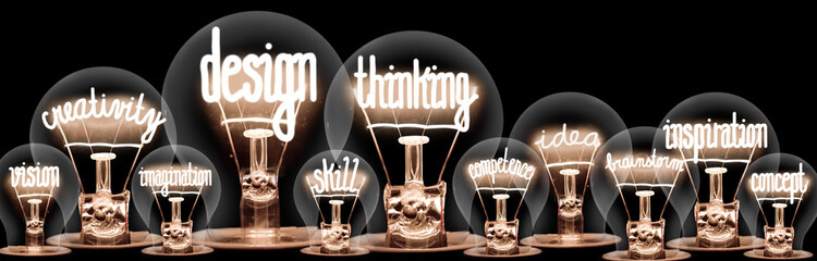 Light Bulbs with Design Thinking Concept - 321046627