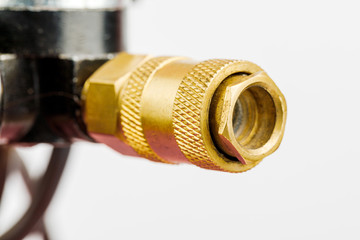 Air compressor. An external compressor. industrial compressor in red on a white background