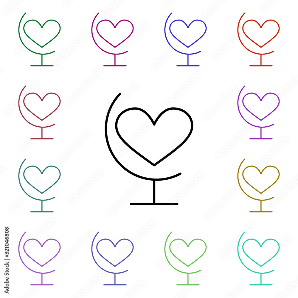 Poster heart globe multi color style icon. simple thin line, outline vector of heartbeat icons for ui and u