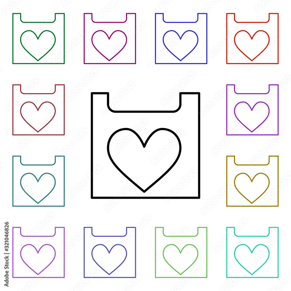 Poster floppy disk with heart multi color style icon. simple thin line, outline vector of heartbeat icons f
