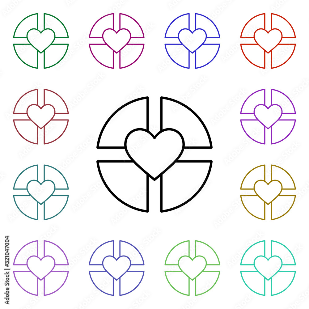 Poster heart with differences multi color style icon. simple thin line, outline vector of heartbeat icons f