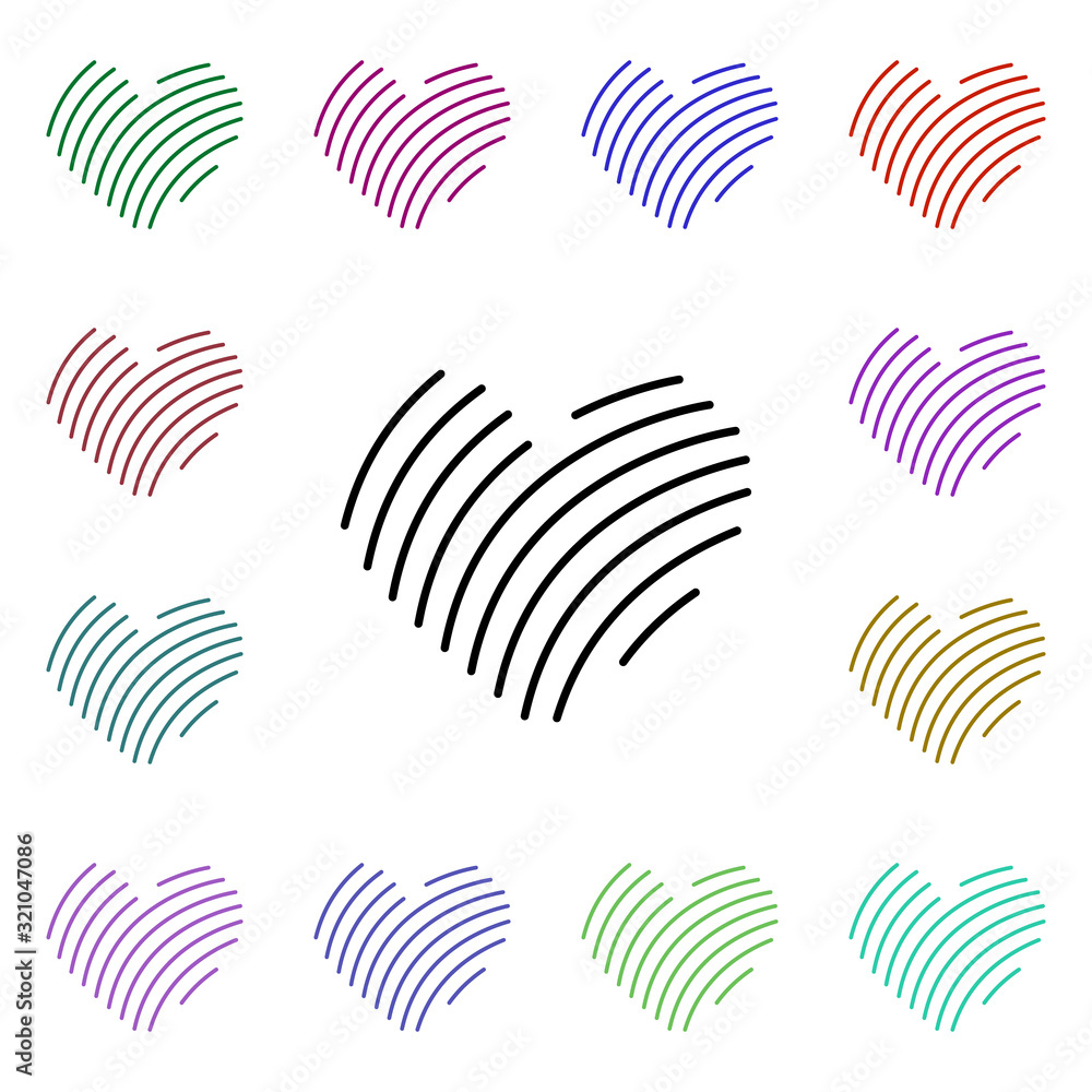 Poster heart with lines multi color style icon. simple thin line, outline vector of heartbeat icons for ui 