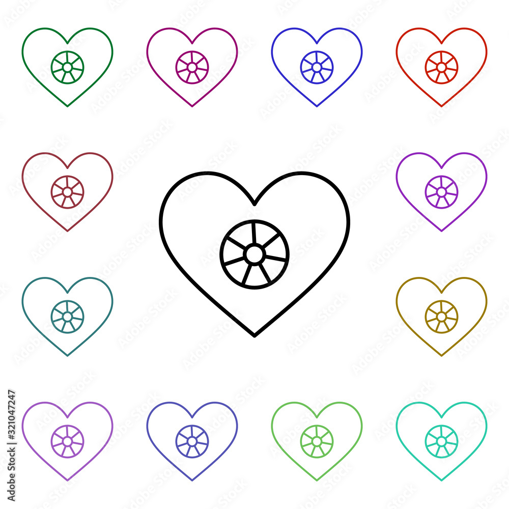 Aufkleber football heart multi color style icon. simple thin line, outline vector of heartbeat icons for ui an