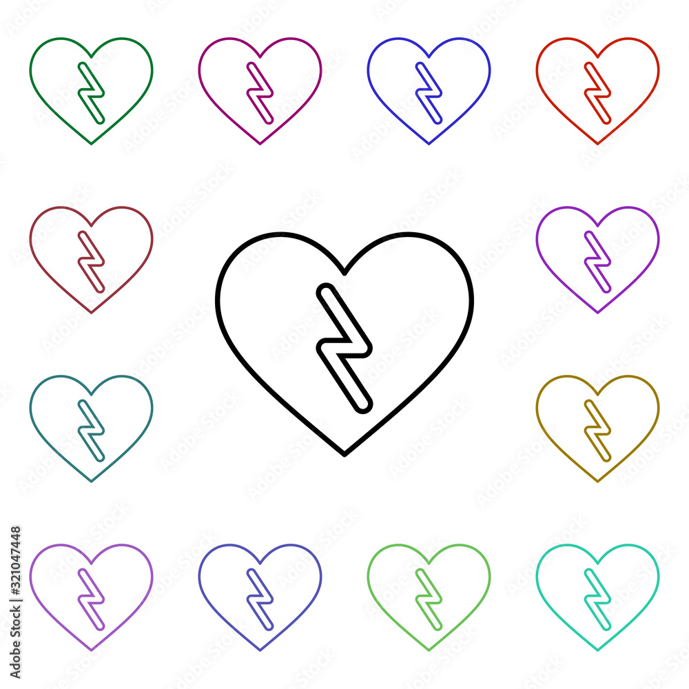 Poster heart storm multi color style icon. simple thin line, outline vector of heartbeat icons for ui and u