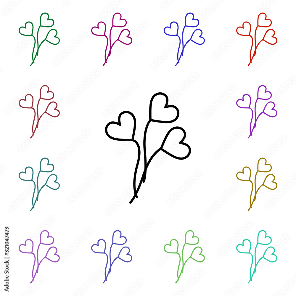 Poster heart balloon multi color style icon. simple thin line, outline vector of heartbeat icons for ui and