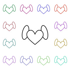 Heart with wings multi color style icon. Simple thin line, outline vector of heartbeat icons for ui and ux, website or mobile application