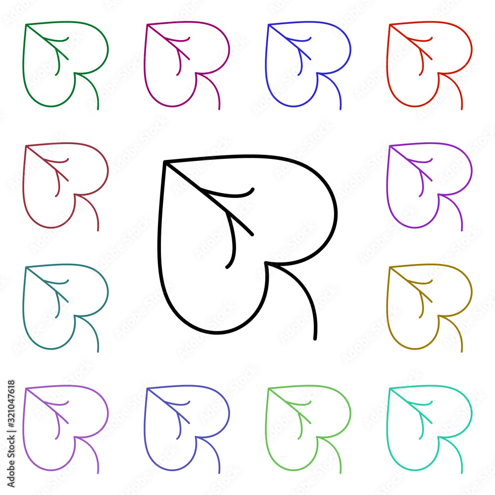 Poster heart shaped leaf multi color style icon. simple thin line, outline vector of heartbeat icons for ui