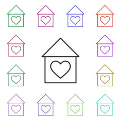 House with heart multi color style icon. Simple thin line, outline vector of heartbeat icons for ui and ux, website or mobile application