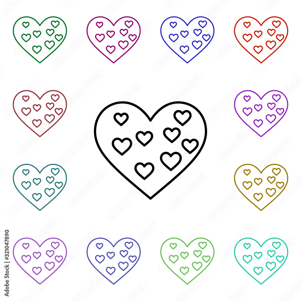 Poster heart art multi color style icon. simple thin line, outline vector of heartbeat icons for ui and ux,