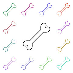 Heart shaped bone multi color style icon. Simple thin line, outline vector of heartbeat icons for ui and ux, website or mobile application
