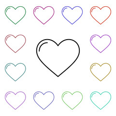 Heart multi color style icon. Simple thin line, outline vector of heartbeat icons for ui and ux, website or mobile application