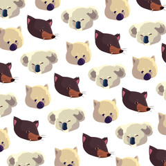 Obraz premium pattern with heads animals australians on white background