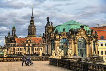 Fototapeta na wymiar Baroque palace and park complex Zwinger in Dresden, Saxony, Germany. November 2019