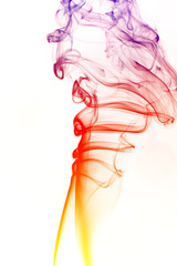 Colored smoke on white background